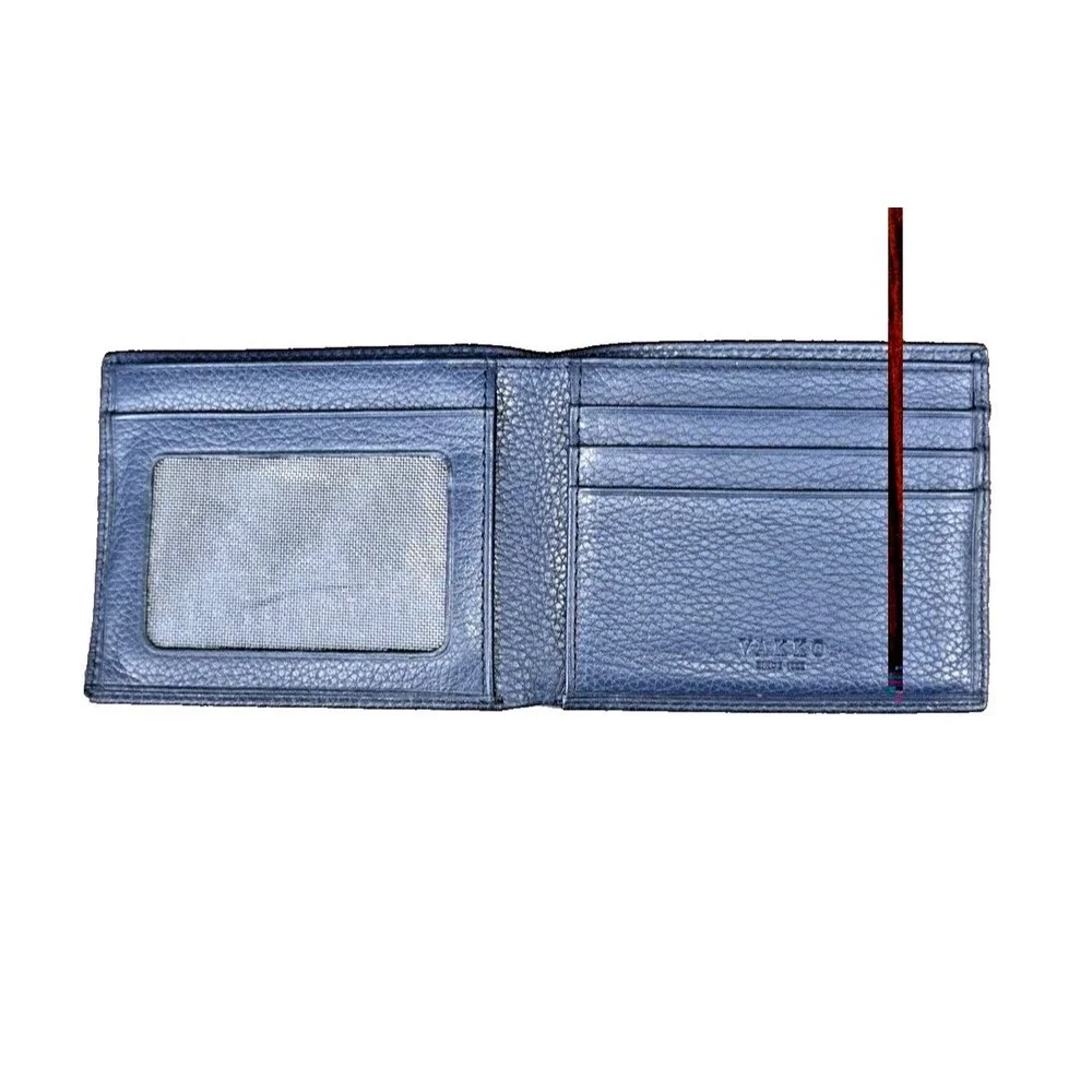 Vakko Navy Pebbled Leather Bifold Wallet